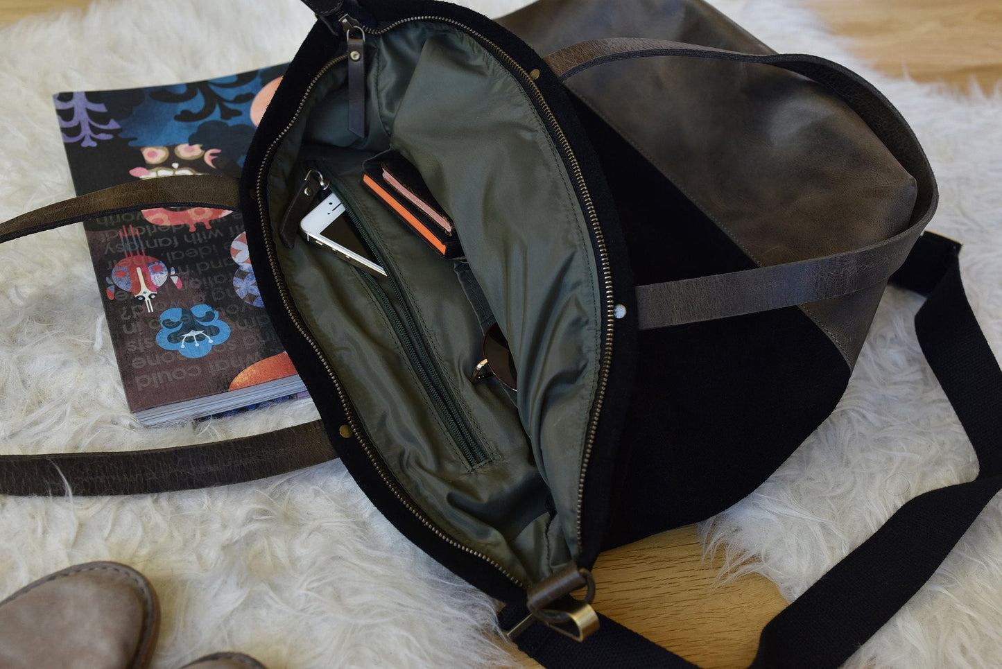 Kiko Leather Boyfriend Canvas Tote
