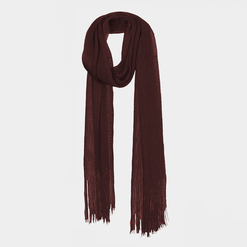 The Merlot Fringe Oblong Scarf