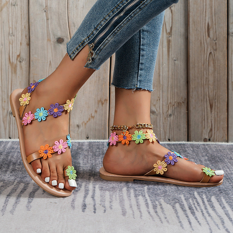 Summer Colorful Floral Slide Sandals - Mari’Anna Tees