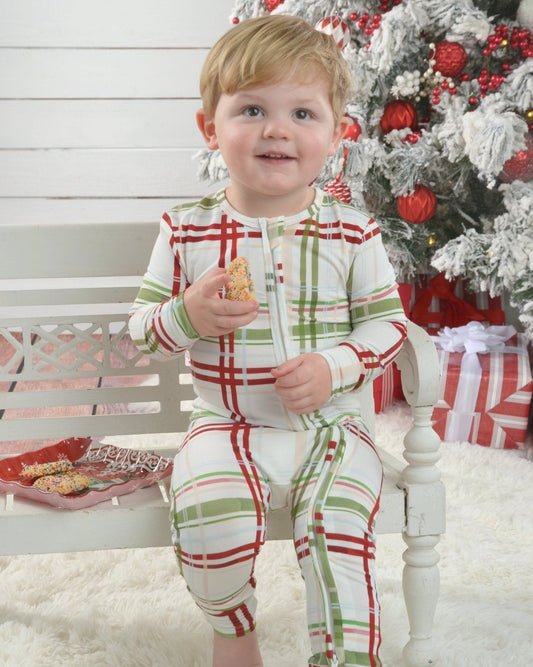 Plaid Christmas Bamboo Toddler Pajamas – Romper