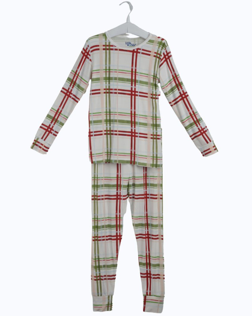 Plaid Christmas Bamboo Pajamas for Kids – Two Piece Set
