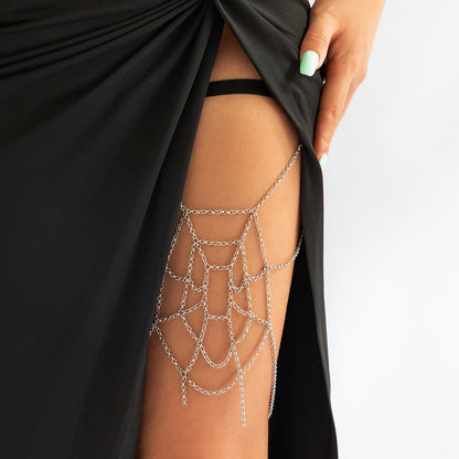 Fashion Silver Spiderweb Thigh Chain - Mari’Anna Tees