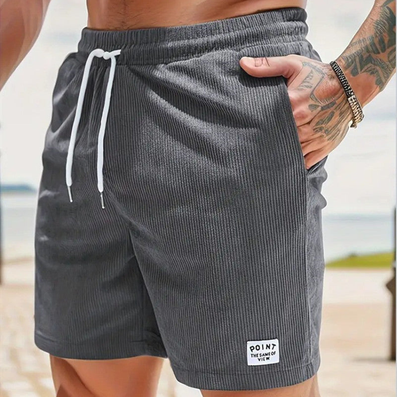 Breathable Corduroy Shorts: Men's Lace-Up Drawstring (Multiple Colors)