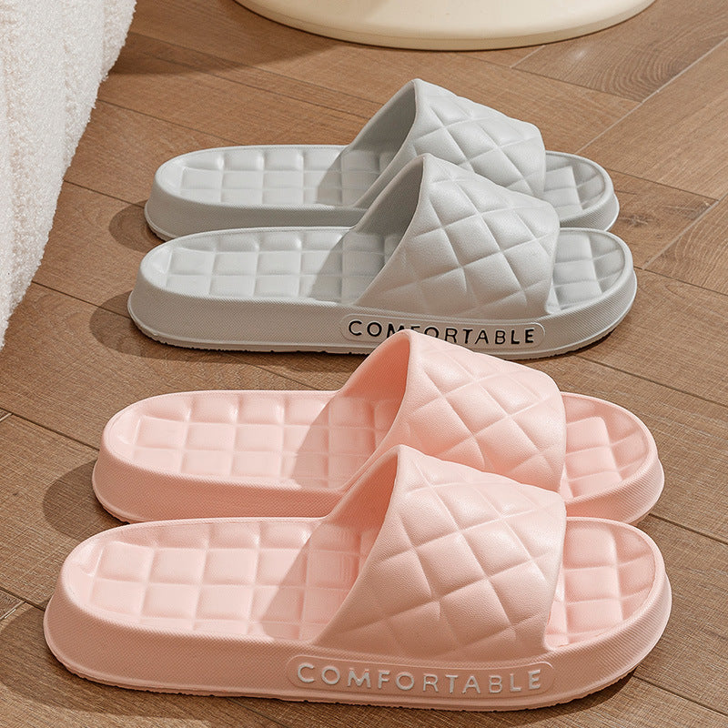 Fashion Slides With Plaid Design Soft-Soled Slippers