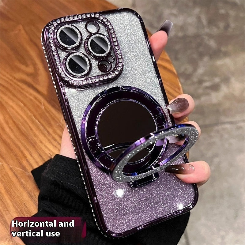 Glitter Phone Case with Built-in Mirror and Stand