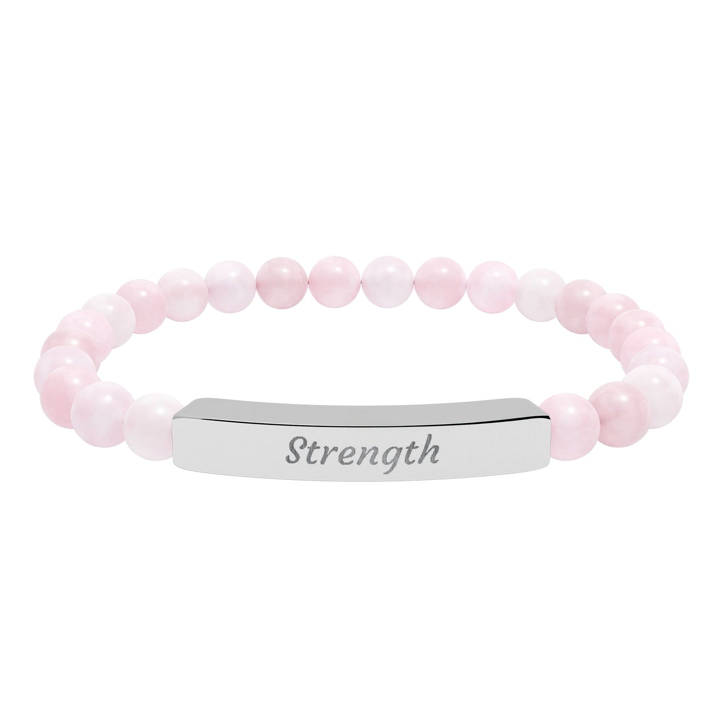 Strength Natural Stone Bracelet with Engraved Stainless-Steel Bar – Grounding Men’s & Women’s Stretch Bracelet