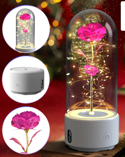 Creative 2 In 1 Glass Rose Flower LED Light And Bluetooth Speaker - Mari’Anna Tees