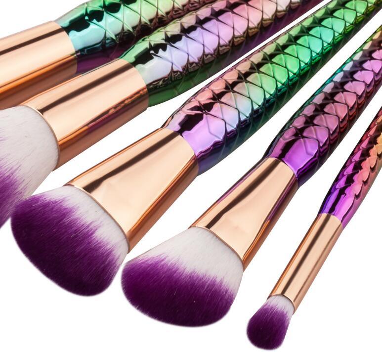 5PCS Mermaid Makeup Brushes Set Beauty Tools