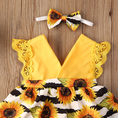 Summer Sunflower Baby One-Piece Romper - Mari’Anna Tees