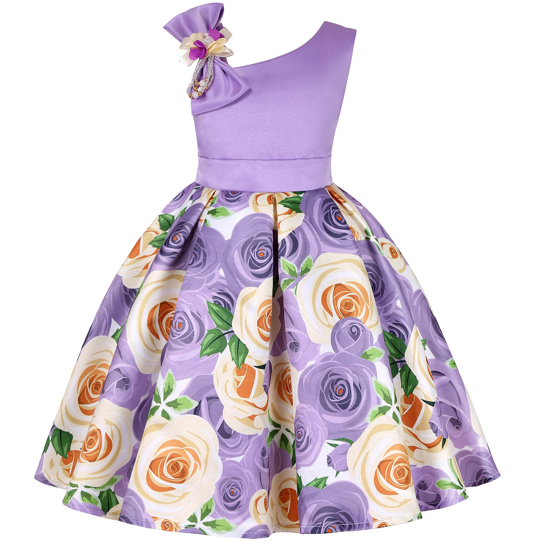 Girls Floral Princess Dresses Digitally Printed