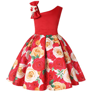 Girls Floral Princess Dresses Digitally Printed