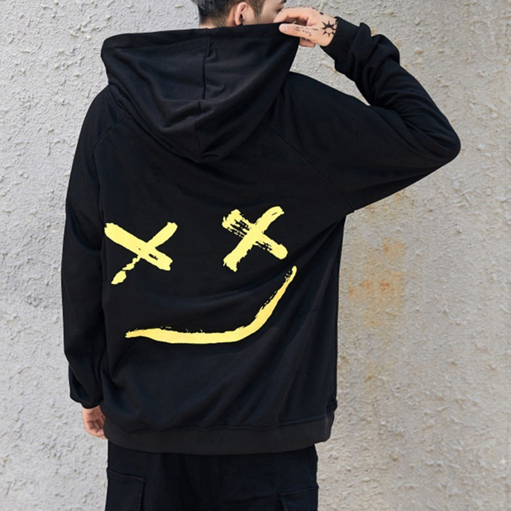 Men's Two Toned Smiling Face Design Hooded Sweater - Mari’Anna Tees