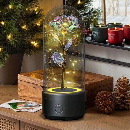 Creative 2 In 1 Glass Rose Flower LED Light And Bluetooth Speaker - Mari’Anna Tees