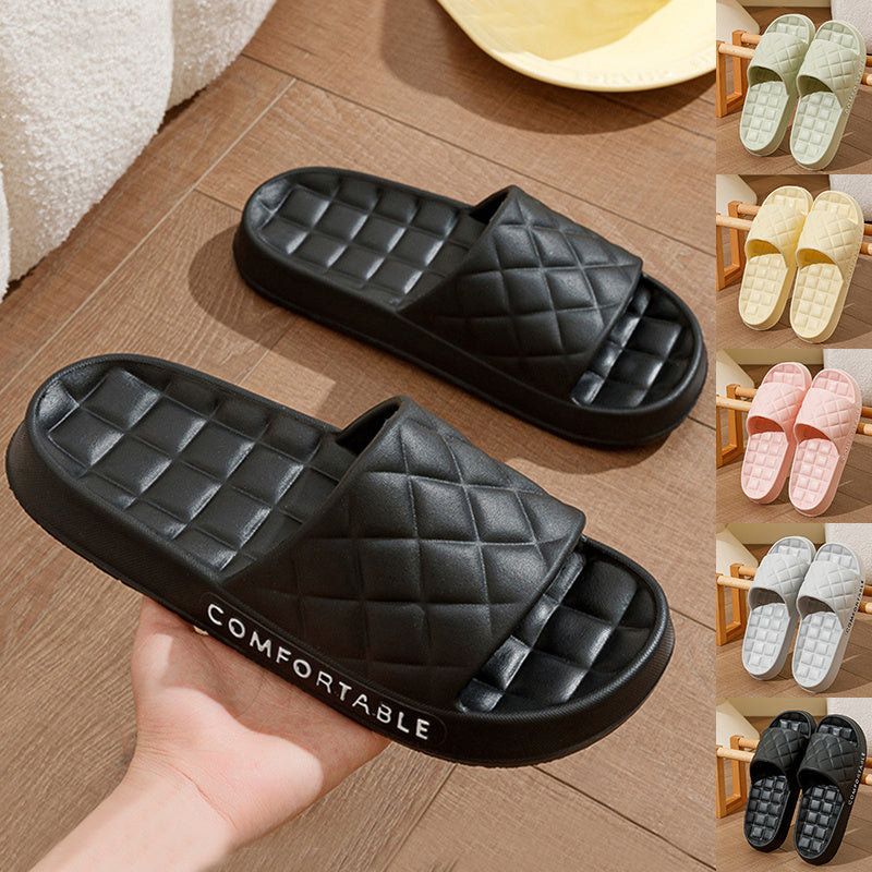 Fashion Slides With Plaid Design Soft-Soled Slippers