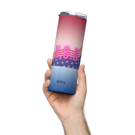 Title: Show your Independence Day spirit with this adorable stainless steel tumbler! #4thofeJuly #america #redwhiteandblue #celebrate #summervibes #picnic