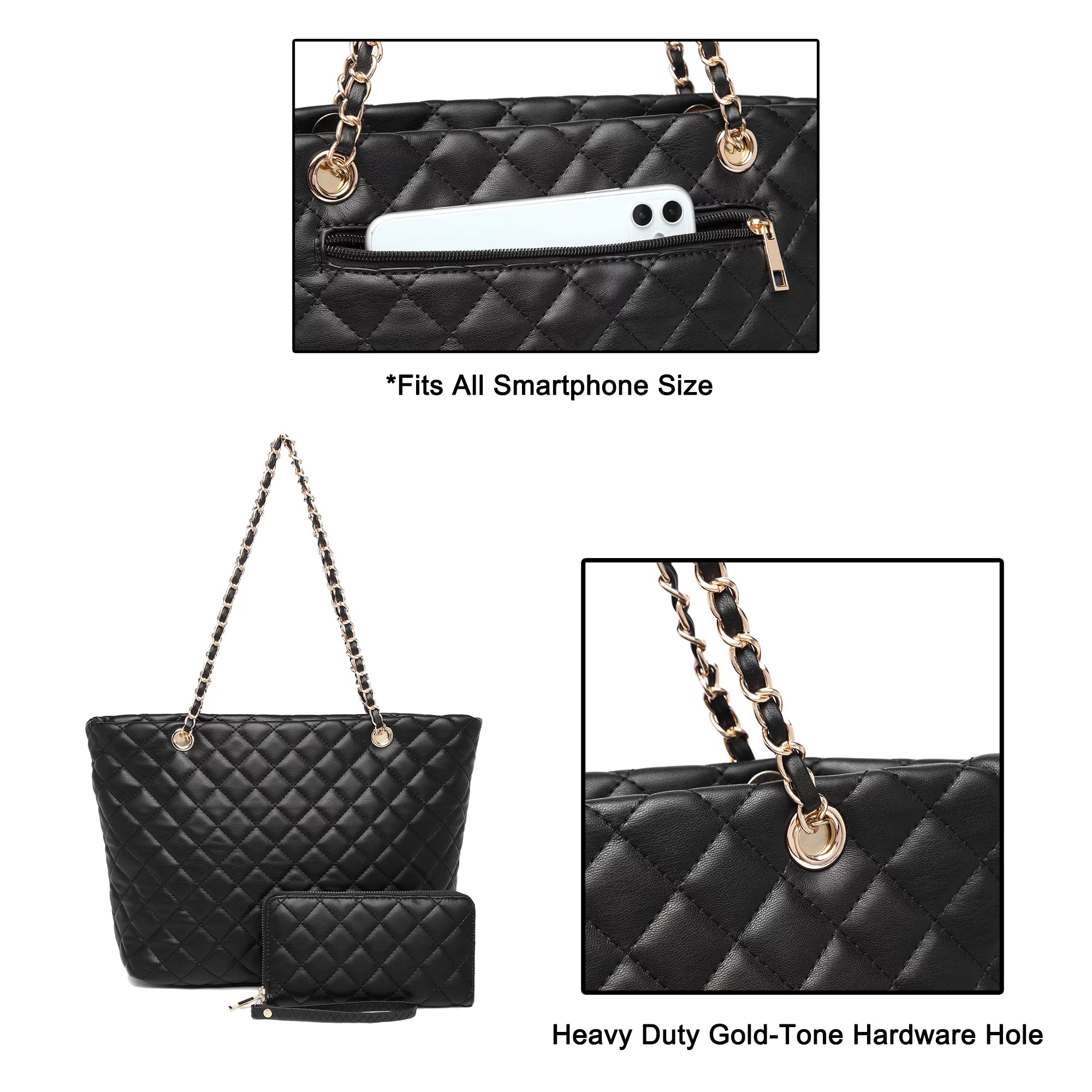 "Stylish 2Pcs Women's Handbag Set with Chain Strap - Perfect for Any Occasion! 💼✨ #Fashion #Handbags #Trendy"