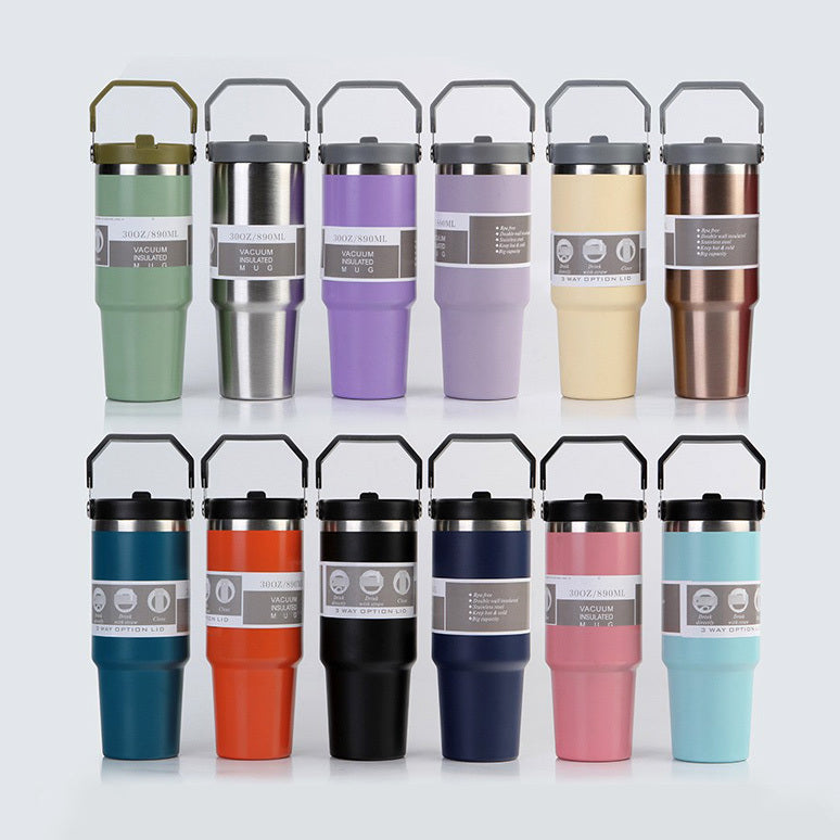 Portable Stainless Steel Hot/Cold Travel Cup Travel With Handle And Cover - Mari’Anna Tees