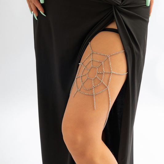 Fashion Silver Spiderweb Thigh Chain

