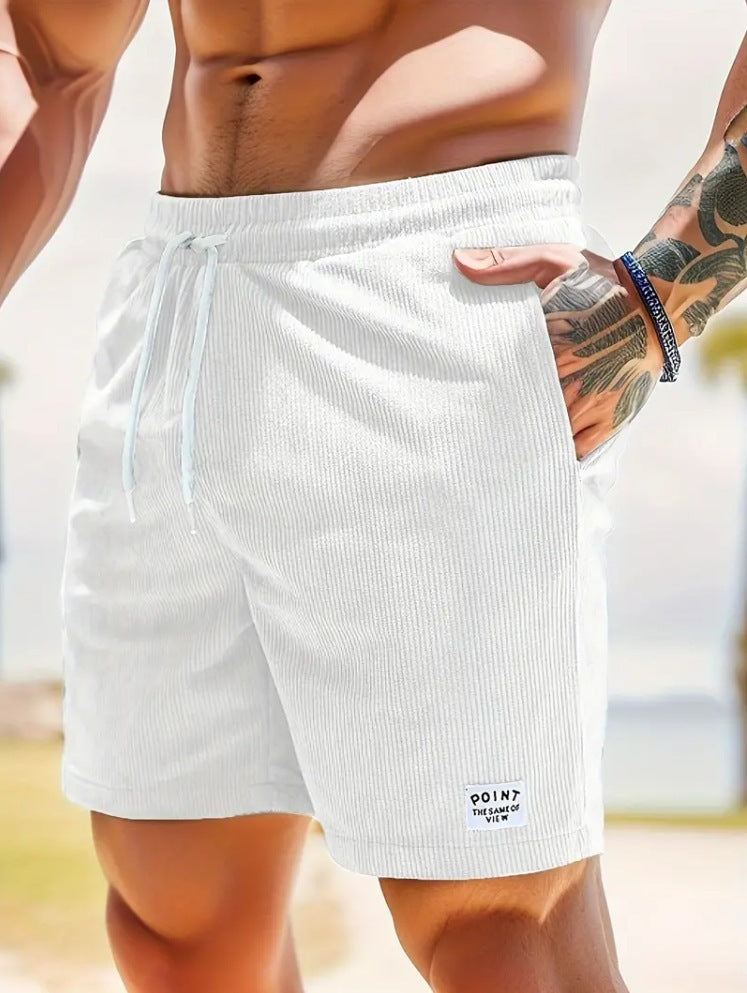 Breathable Corduroy Shorts: Men's Lace-Up Drawstring (Multiple Colors)