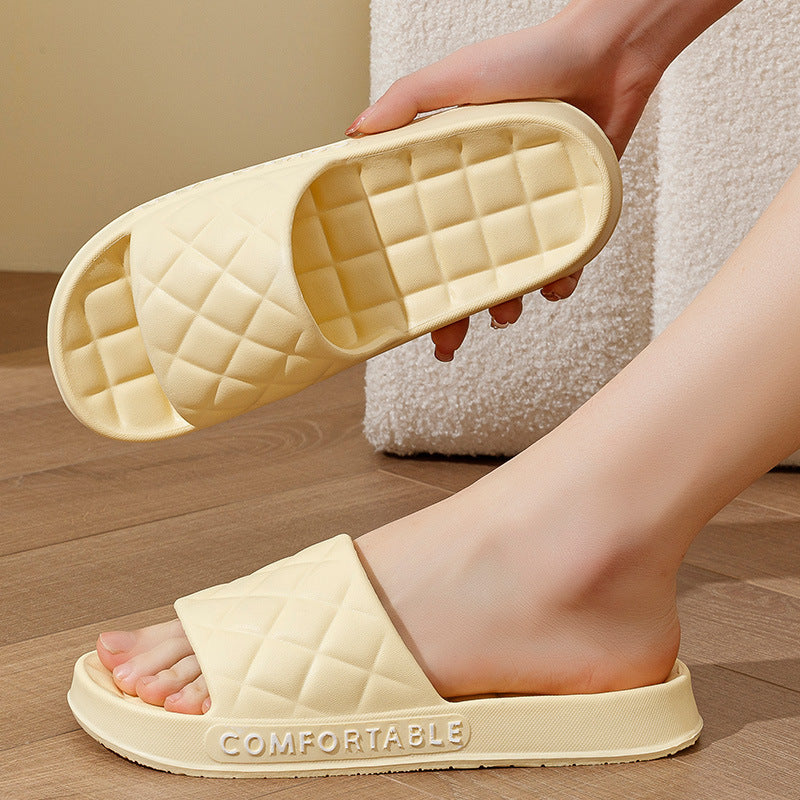 Fashion Slides With Plaid Design Soft-Soled Slippers