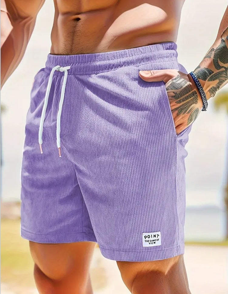 Breathable Corduroy Shorts: Men's Lace-Up Drawstring (Multiple Colors)