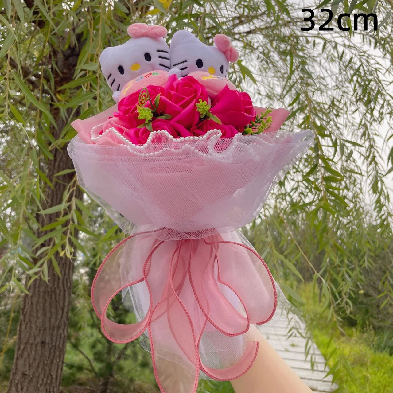 Kawaii Cat Dolls Bouquet with Artificial Flowers| Valentine's Day Gifts