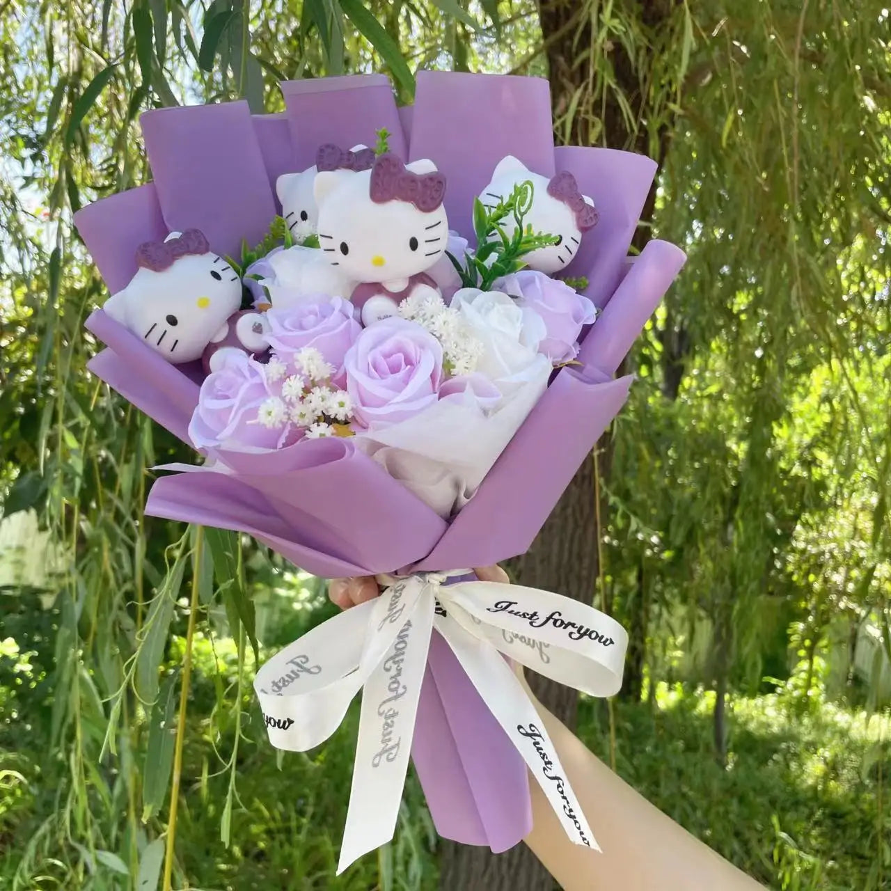 Kawaii Cat Dolls Bouquet with Artificial Flowers| Valentine's Day Gifts