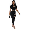 Women's Fashion Rhinestone Embellishment Short-sleeved 2 Piece Pants Set