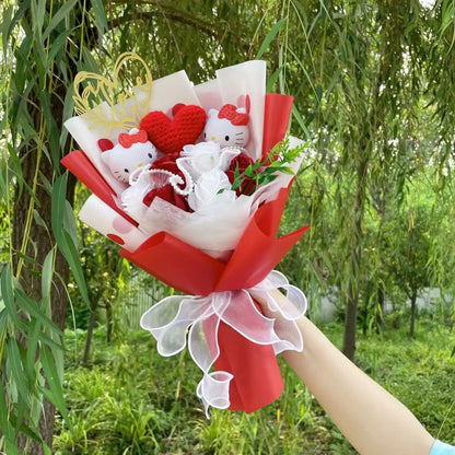 Kawaii Cat Dolls Bouquet with Artificial Flowers| Valentine's Day Gifts