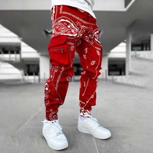 Men's Printed Loose Fit Casual Wide-Leg Pants