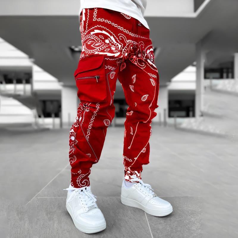 Men's Printed Loose Fit Casual Wide-Leg Pants