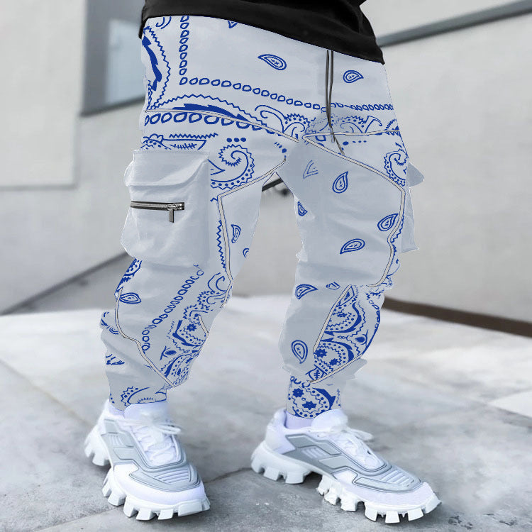 Men's Printed Loose Fit Casual Wide-Leg Pants