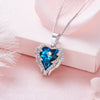 Angel Wing Necklace Ocean Heart Crystal Pendant