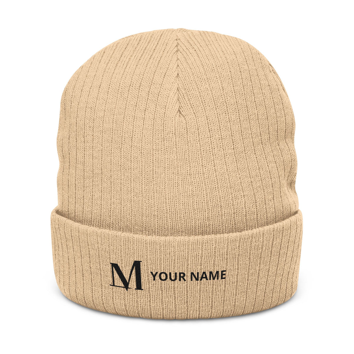 Breakthrough M Ribbed Beanie + Your Name (Personalized) - Beige