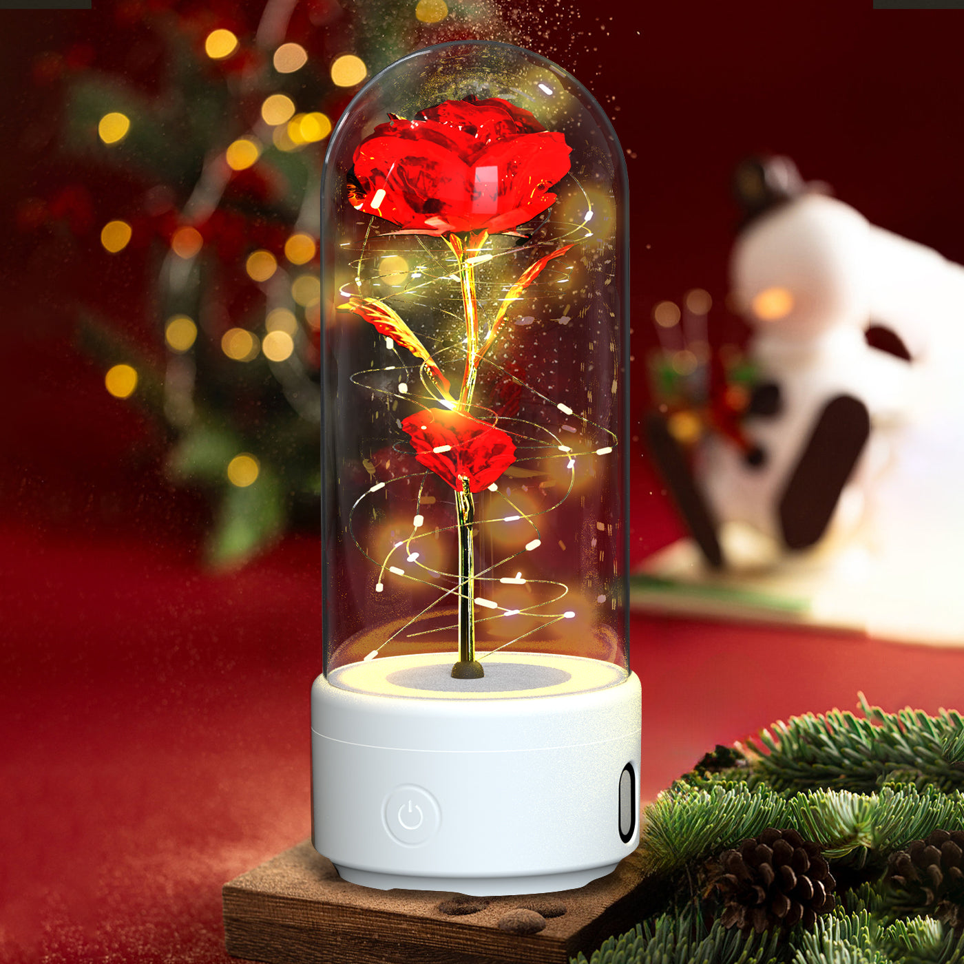 Creative 2 In 1 Glass Rose Flower LED Light And Bluetooth Speaker - Mari’Anna Tees