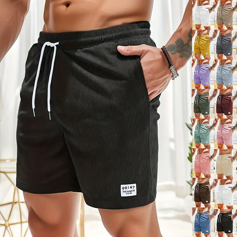 Breathable Corduroy Shorts: Men's Lace-Up Drawstring (Multiple Colors)