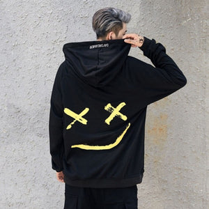 Men's Two Toned Smiling Face Design Hooded Sweater