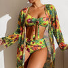 Bikini 3 Piece With Long Sleeved Blouse Swimwear 