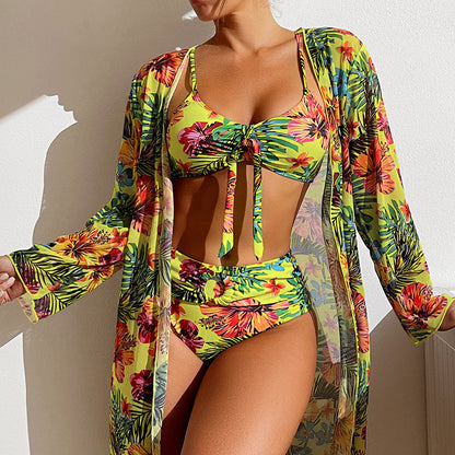 Bikini 3 Piece With Long Sleeved Blouse Swimwear - Mari’Anna Tees