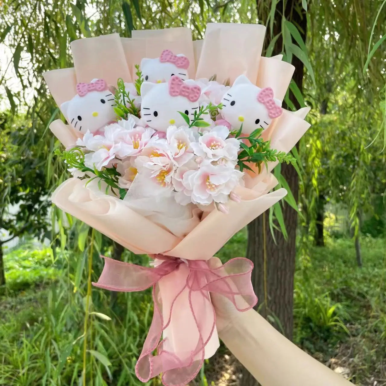 Kawaii Cat Dolls Bouquet with Artificial Flowers| Valentine's Day Gifts