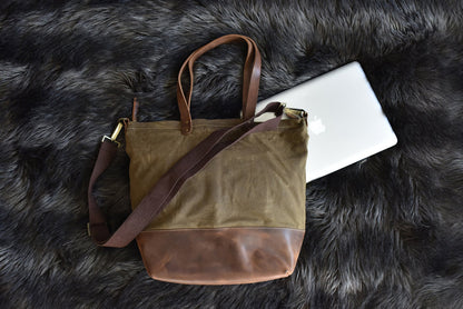 Kiko Leather Boyfriend Canvas Tote