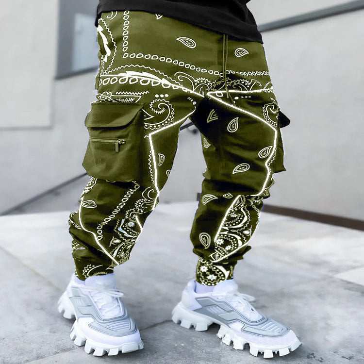 Men's Printed Loose Fit Casual Wide-Leg Pants