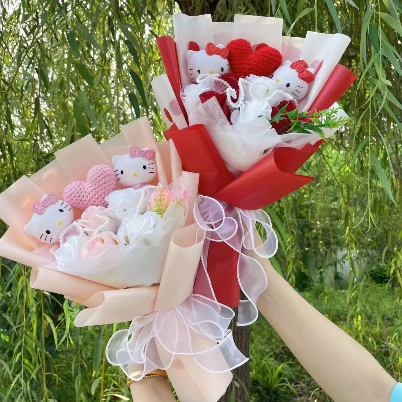 Kawaii Cat Dolls Bouquet with Artificial Flowers| Valentine's Day Gifts