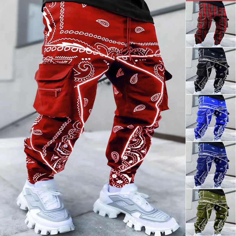 Men's Printed Loose Fit Casual Wide-Leg Pants