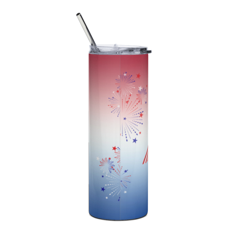 Title: Show your Independence Day spirit with this adorable stainless steel tumbler! #4thofeJuly #america #redwhiteandblue #celebrate #summervibes #picnic