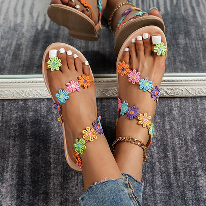 Summer Colorful Floral Slide Sandals - Mari’Anna Tees