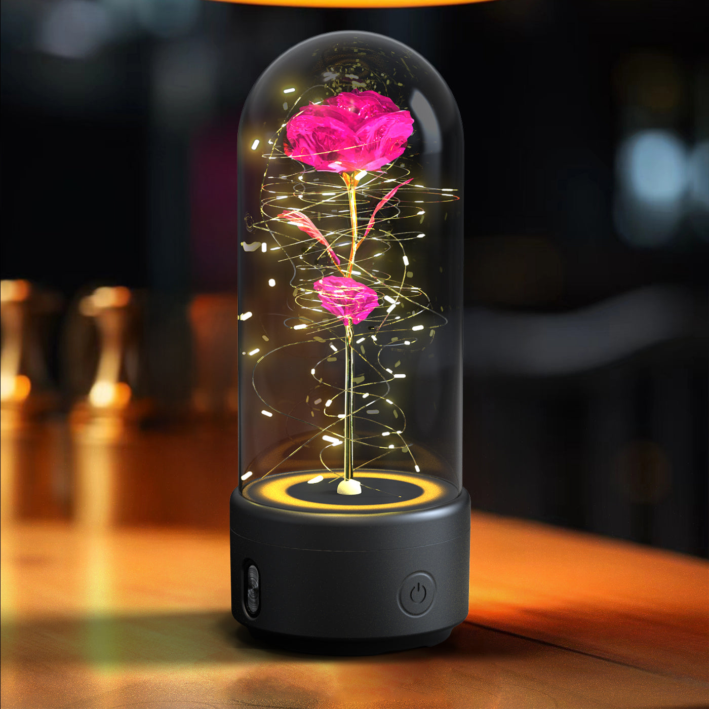 Creative 2 In 1 Glass Rose Flower LED Light And Bluetooth Speaker - Mari’Anna Tees