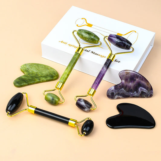 Jade Roller Gua Sha Beauty Massage Set