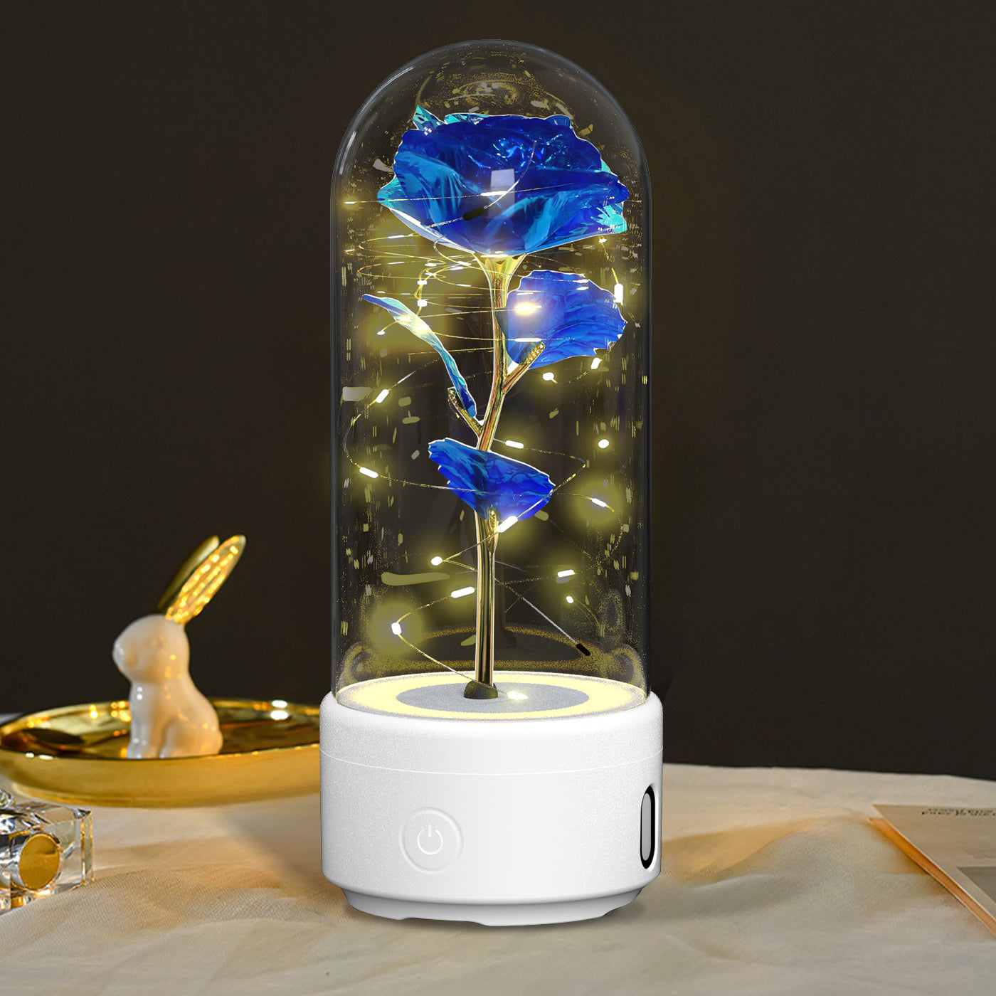 Creative 2 In 1 Glass Rose Flower LED Light And Bluetooth Speaker - Mari’Anna Tees