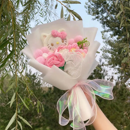 Kawaii Cat Dolls Bouquet with Artificial Flowers| Valentine's Day Gifts